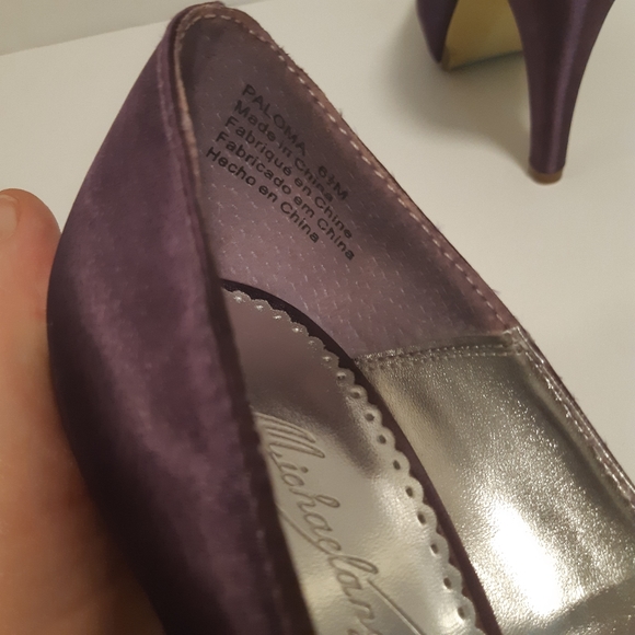 Purple Satin Peep Toe Heels - Picture 7 of 8